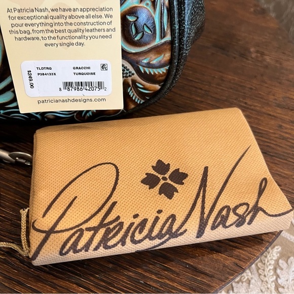 NWT Patricia Nash Gracie Brown and Turquoise Tooled Leather Bag - Picture 4 of 10